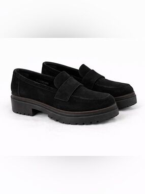 Cordani Black Platform Loafers Chunky Lug Sole Suede EU 39